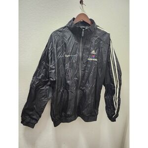 ADIDAS  Columbia Tae Kwon Do‎ Windbreaker Jacket Mens L Vtg Long Sleeve Stripe